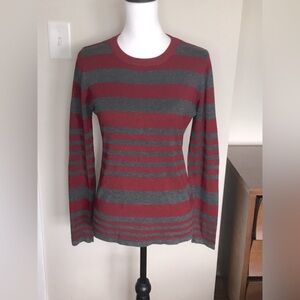 NWOT Renee C, Red and Grey Striped Sweater, Size Medium